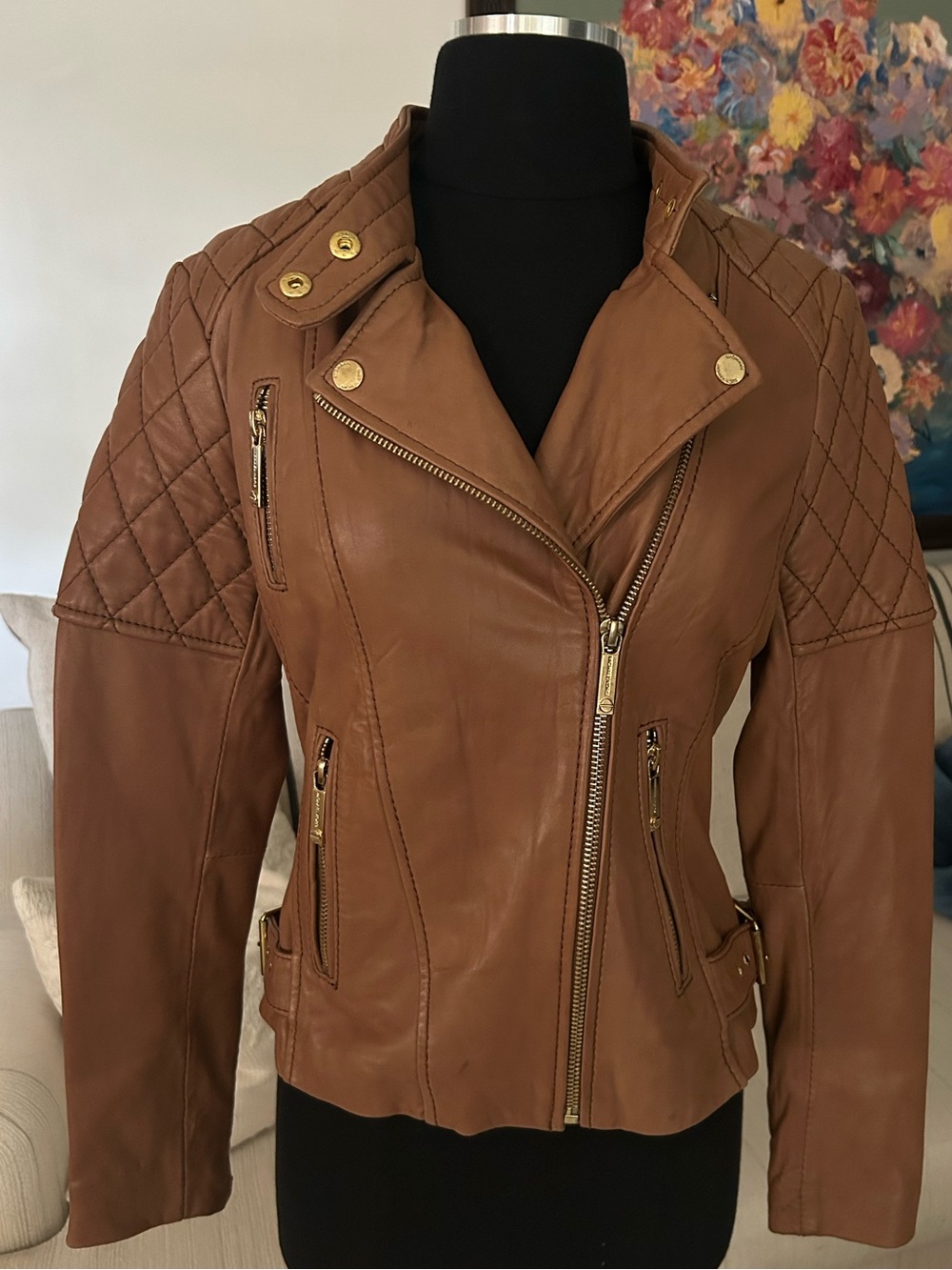 Michael Kors Buttery Leather Moto Jacket